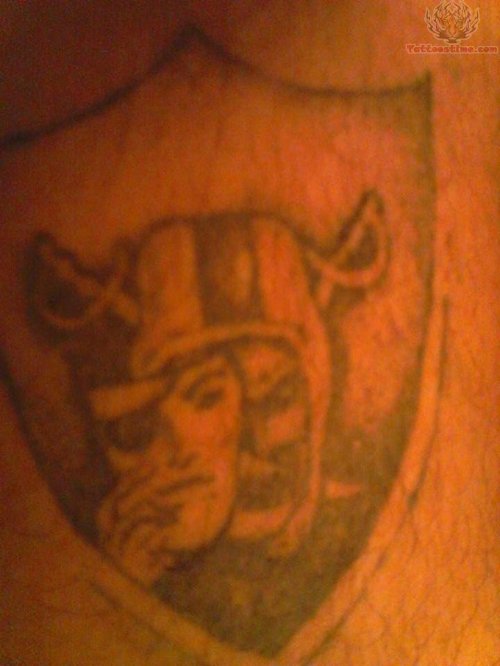 Grey Ink Oakland Raiders Crest Tattoo